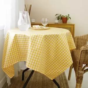 옐로우 화이트 방수 테이블보 6인