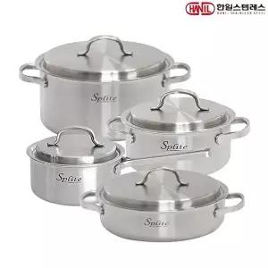 [한일스텐레스]스플릿 통5중 인덕션가능 스텐레스 냄비세트 4종A(편16+양18+24+전24)