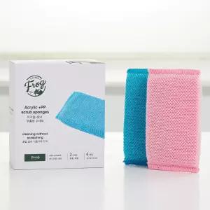 프로그 무흠집 아크릴 망사 수세미 6개입