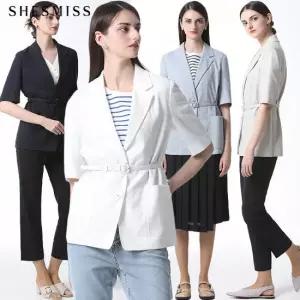 [쉬즈미스] 싱글 투버튼 밸티드 반팔 자켓