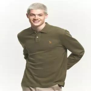 헤지스 남성 24FW [반값세일]카키 긴팔 피케 카라 티셔츠 HZTS4D431K2