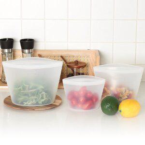 마시 스탠딩 실리콘 푸드백 다회용 지퍼백 3종세트