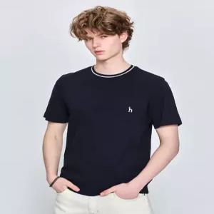 헤지스 남성 25SS [쿨링원단] 네이비 피케조직 반팔 크루넥 티셔츠 HZTS5B506N3