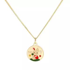 [신세계라이브쇼핑][비앤비골드] 18K 미아방지 유아 어린이 토끼띠 컬러 코인 목걸이 IRN32461