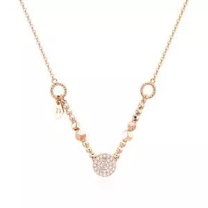 [신세계라이브쇼핑][비앤비골드] 18K 트위스트 링 원형 큐빅 목걸이 JNN23148