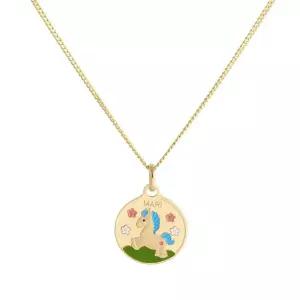 [신세계라이브쇼핑][비앤비골드] 18K 미아방지 유아 어린이 말띠 컬러 코인 목걸이 IRN32464