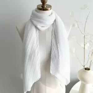 주름 무지 스카프 간절기 플리츠 봄 여름 가을 롱 여성 여자 단색 화이트 블랙 코디이지