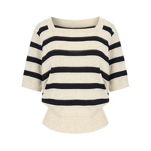 [페이지플린] 스트라이프스퀘어넥니트_P5BKN012C