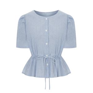 [S.페이지플린] 체크페플럼블라우스_S5BBL014A