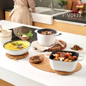 파르셀 IH 무쇠 주물 냄비 3종세트 베이비웍 솥밥 사각냄비 무연마제