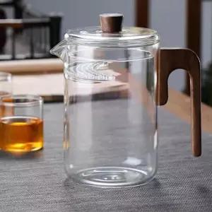 원더풀타임 내열유리 차포트 800ML 일체형 우드