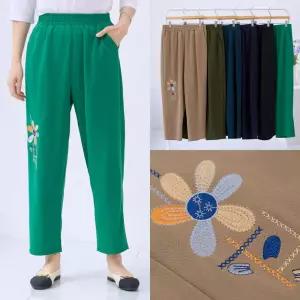 엄마옷 마미소 해바라기 꽃 바지 자수 몸빼 고무줄 여름 봄 할머니 빅사이즈 40 70 마담 중년 여성 옷