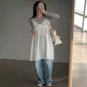 ONM 여성 러블리 레이어드룩 시스루 롱나시 원피스