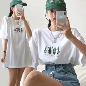 캐터스 박스 여성 오버핏 반팔 티셔츠 (2컬러) 박스티 빅사이즈