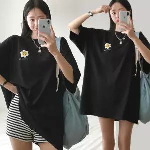 나이스꽃 박스 여성 오버핏 반팔 티셔츠 (2컬러) 박스티 빅사이즈