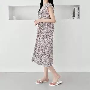 ONM 냉주름 프릴어깨 롱원피스 여름 여성스런 나시원피