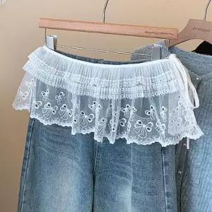 ONM 여자 패션 레이스 레이어드 랩스커트 페스티벌룩