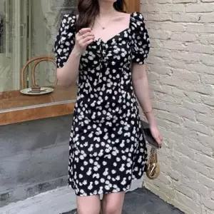 ONM 여자 미니 원피스 오프 숄더 프릴 꽃무늬 쉬폰