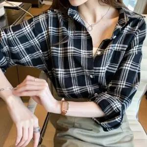 ONM 여성 체크 셔츠 남방 긴팔티 여자 프리 2색 여