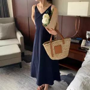 ONM 브이넥 뷔스티에 롱원피스 내추럴 썸머 스트랩