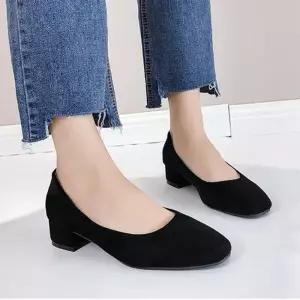 ONM 여자 구두 플랫슈즈 미들힐 스웨이드 둥근코플렛