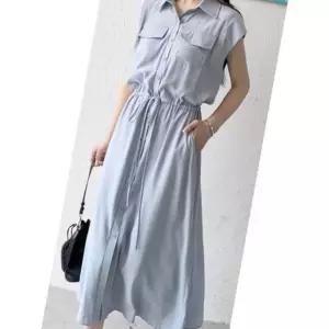 ONM 포켓 민소매 카라 롱원피스 휴양지 정장 데일리