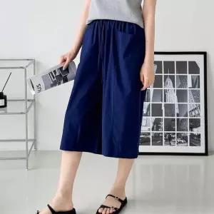 ONM 여성 여름 밴딩 7부 와이드팬츠 시원한 루즈핏