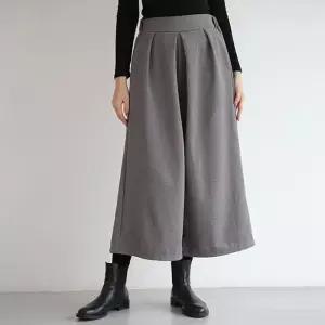 ONM 핀턱 뒷밴딩 팬츠 와이드 9부 모직 여성 통치마