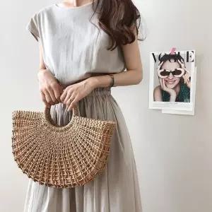 ONM 롱 허리 민소매 여름 코튼 원피스 스트링