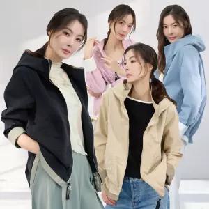 메시제이 스텔라 배색 자켓 반후드 집업 점퍼 빅사이즈 봄 가을 루즈핏 간절기 여성 바람막이 긴팔