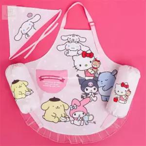 산리오 컬렉션 방수 앞치마 팔토시 두건 3종 세트 키즈앞치마