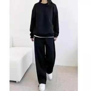 ONM 여자 맨투맨 와이드 팬츠 데일리 기모 트레이닝