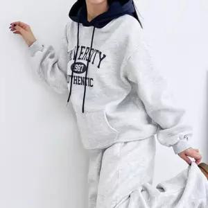 ONM 레터링 여자 긴팔 후드티 오버핏 겨울 기모 티셔