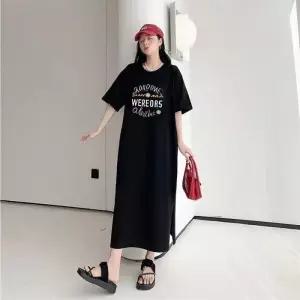 ONM 빅사이즈원피스 반팔 밑단트임 편한원피스 외출복