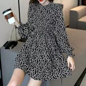 ONM 플라워 패턴 미니 원피스 캉캉 프릴 드레스 바캉