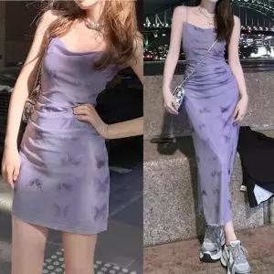 ONM 나비 쉬폰 뷔스티에 끈나시 미니 원피스 롱원피스