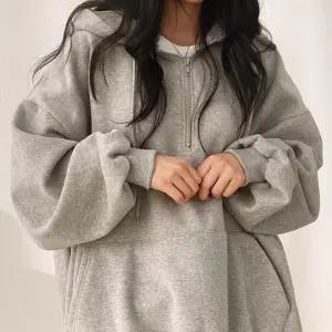 ONM 그레이무드 베이직 무지 반집업 긴팔 후드티셔츠