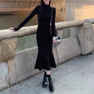 ONM H 심플 슬림핏 반폴라 머메이드 원피스