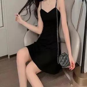 ONM 여성 블랙 원피스 세련된 슬림핏 뷔스티에 미니원