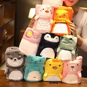 쇼핑학개론 캐릭터 무릎담요 극세사 융털 겨울 캠핑 차박 블랭킷 개별포장 롤업