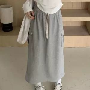 ONM 여성 스커트 뒤트임 H라인 건빵 기모 롱스커트