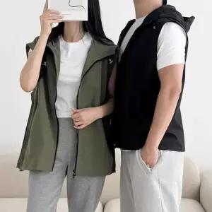 ONM 립스탑 남녀공용 오버핏 스트링 후드조끼 SD-2