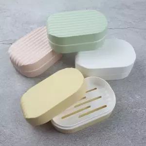 플라스틱 비누 케이스 뚜껑 휴대용 욕실 물빠짐 비누 케이스 주방 받침대 위생 간편