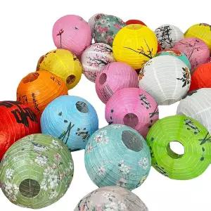 불교연등 1 조각 12 인치 30cm 인쇄 꽃 라운드 어 종이 랜턴 생일 웨딩 Lampion 공 용품