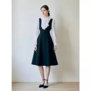 [JJ지고트](센텀시티점)러플 셔츠 배색 플레어 원피스 GR3A0OP101