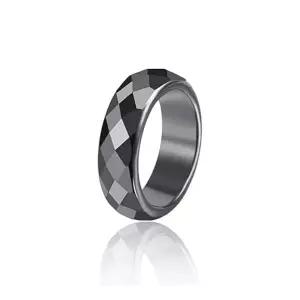 Rockyuling 남성 검정 블랙 테라헤르츠 반지 커팅 링 정품 보증 테라헤르츠 광석 원석(다면컷,20)