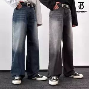 남녀공용 3단기장 히든 밴딩 워싱 와이드 데님 팬츠 (ID021)