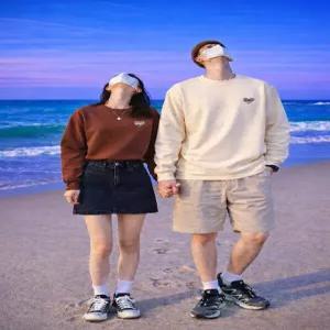 [품절 대란/커플룩] 여리여리 오버핏 레터링 시밀러룩 커플 맨투맨