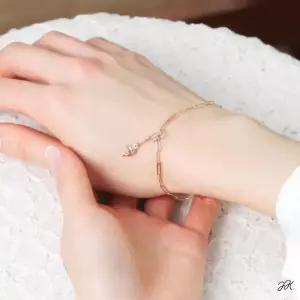 14K 로즈골드 돌고래 펜던트 포인트 클립 체인 금 팔찌