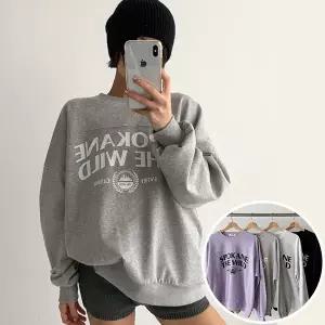 와일드절개 맨투맨 긴팔 BOX 여성 오버핏 티셔츠 (4컬러) 박시핏 빅사이즈